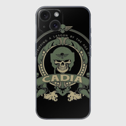 Чехол для iPhone 15 силиконовый с защитой камеры Вархаммер - Cadia skull