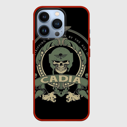 Чехол для iPhone 13 Pro Вархаммер - Cadia skull, цвет красный