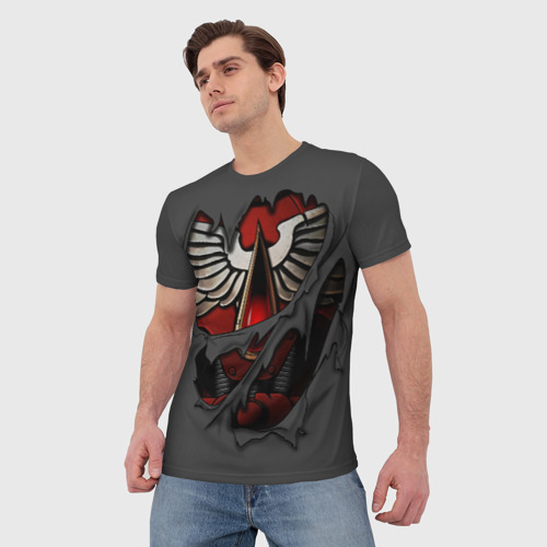 Мужская футболка 3D с принтом Доспехи Кровавых Ангелов, фото на моделе #1