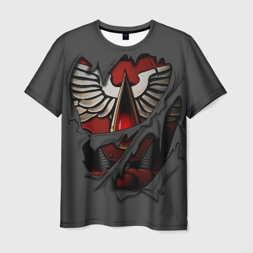 Мужская футболка 3D с принтом Доспехи Кровавых Ангелов, вид спереди #2