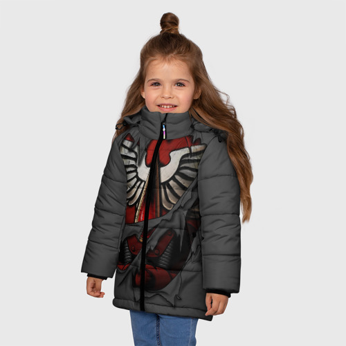 Зимняя куртка для девочек 3D Доспехи Кровавых Ангелов, цвет красный - фото 3