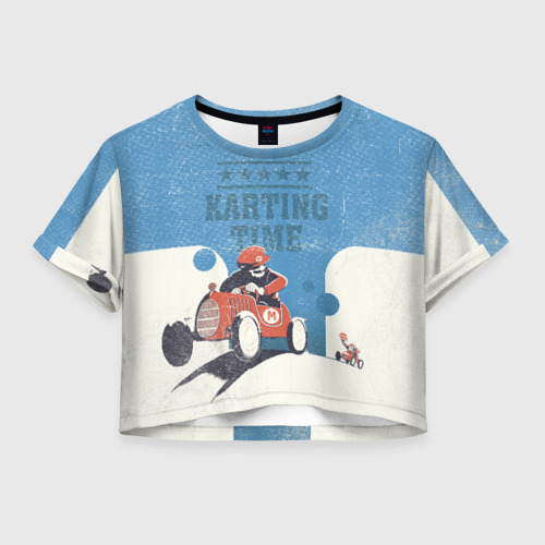 Женская футболка Crop-top 3D Karting time, цвет 3D печать