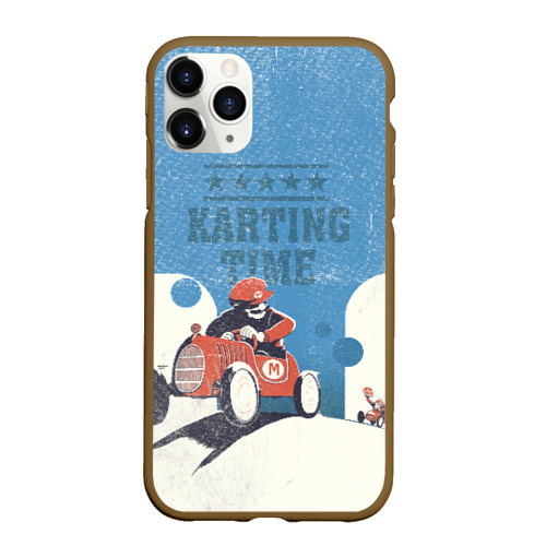 Чехол для iPhone 11 Pro Max матовый Karting time, цвет коричневый