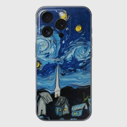 Чехол для iPhone 16 Pro Max силиконовый с защитой камеры Звёздная ночь Вангог