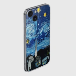 Чехол для iPhone 15 силиконовый с защитой камеры Звёздная ночь Вангог - фото 2