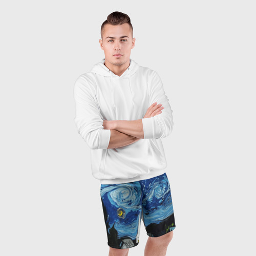 Мужские шорты спортивные с принтом Звёздная ночь Вангог, фото #4