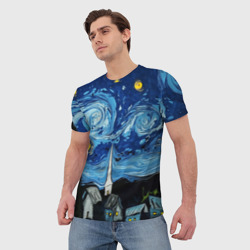 Мужская футболка 3D Звёздная ночь Вангог - фото 2