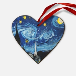 Деревянная игрушка Сердце Звёздная ночь Вангог