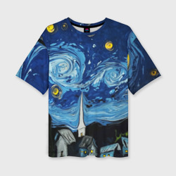 Женская футболка oversize 3D Звёздная ночь Вангог