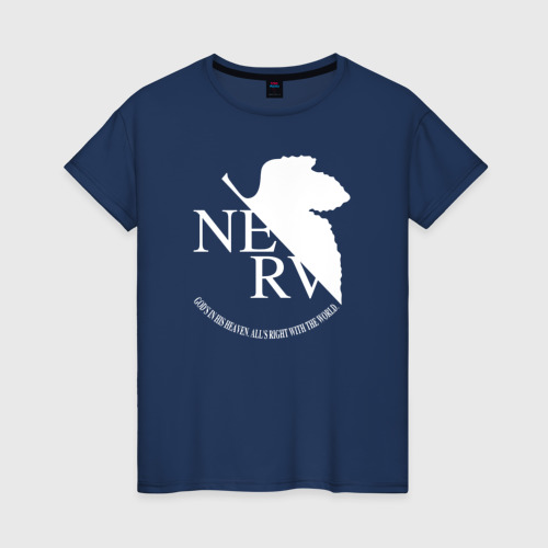 Женская футболка хлопок Evangelion nerv 7, цвет темно-синий