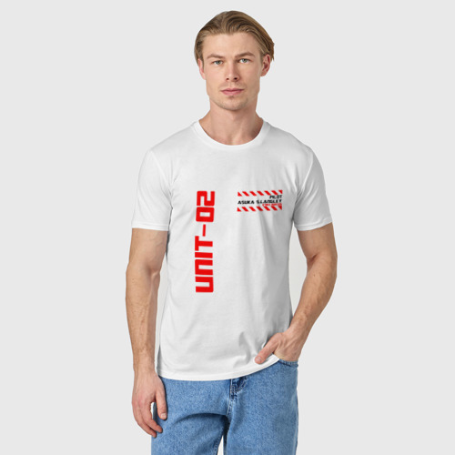 Мужская футболка хлопок EVANGELION (UNIT - 02), цвет белый - фото 3