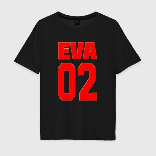 Мужская футболка хлопок Oversize EVANGELION (EVA 02), цвет черный