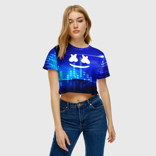 Женская футболка Crop-top 3D MARSHMELLO, цвет 3D печать - фото 3