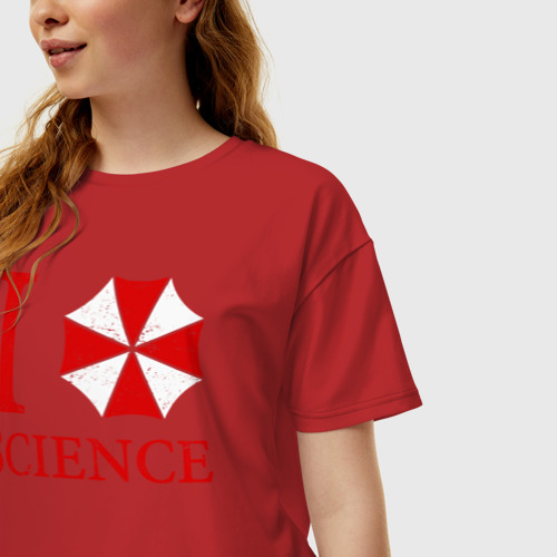 Женская футболка хлопок Oversize с принтом Люблю науку, фото на моделе #1