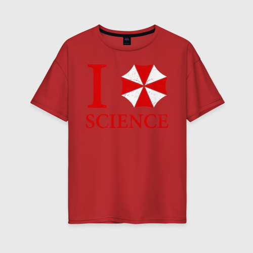 Женская футболка хлопок Oversize с принтом Люблю науку, вид спереди #2