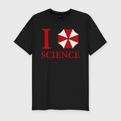 Мужская приталенная футболка из хлопка с принтом Люблю науку, вид спереди №1