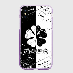 Чехол для iPhone XS Max матовый Черный Клевер половина фон запачкана