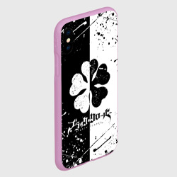 Чехол для iPhone XS Max матовый Черный Клевер половина фон запачкана - фото 2