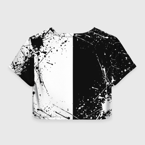 Женская футболка Crop-top 3D Черный Клевер половина фон запачкана, цвет 3D печать - фото 2