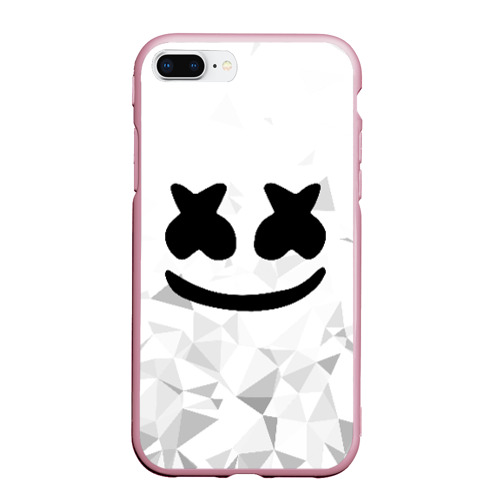 Чехол для iPhone 7Plus/8 Plus матовый Marshmello капюшон, цвет розовый