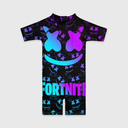 Детский купальный костюм 3D Fortnite x Marshmello neon