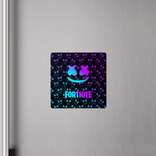 Магнит виниловый Квадрат Fortnite x Marshmello neon - фото 4