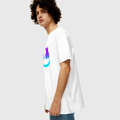 Мужская футболка хлопок Oversize Marshmello, цвет белый - фото 5