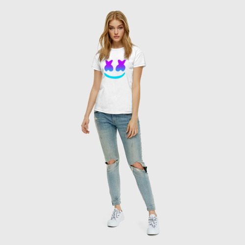 Женская футболка хлопок с принтом MARSHMELLO, вид сбоку #3