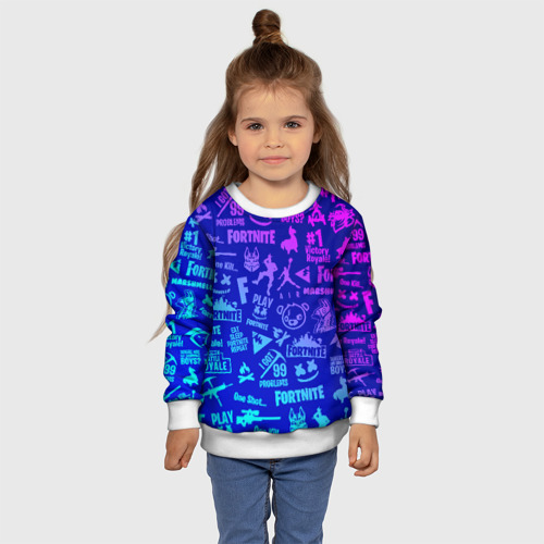 Детский свитшот 3D Fortnite neon Фортнайт неон, цвет 3D печать - фото 7