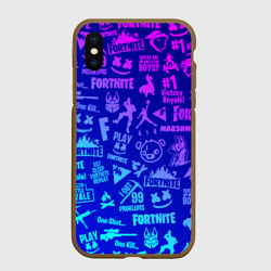 Чехол для iPhone XS Max матовый Fortnite neon Фортнайт неон