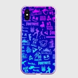Чехол для iPhone XS Max матовый Fortnite neon Фортнайт неон