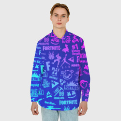 Мужская рубашка oversize 3D Fortnite neon Фортнайт неон - фото 2