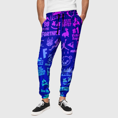 Мужские брюки 3D Fortnite neon Фортнайт неон, цвет 3D печать - фото 4