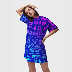 Платье-футболка 3D Fortnite neon Фортнайт неон - фото 2