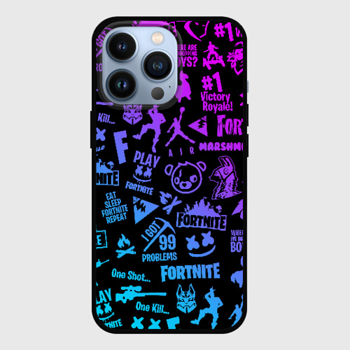 Чехол для iPhone 13 Pro Fortnite neon Фортнайт неон, цвет черный