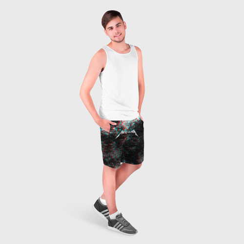 Мужские шорты 3D METALLICA GLITCH, цвет 3D печать - фото 3