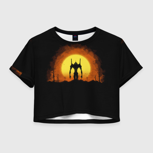 Женская футболка Crop-top 3D evangelion yellow planet