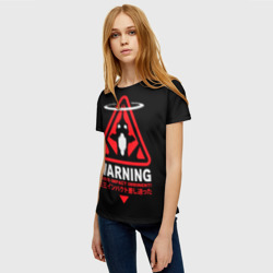 Женская футболка 3D Evangelion warning - фото 2