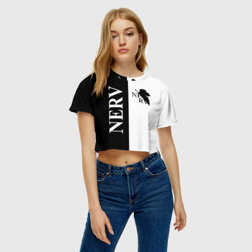 Женская футболка Crop-top 3D Nerv black, цвет 3D печать - фото 4