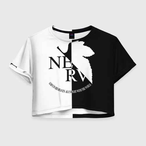Женская футболка Crop-top 3D Nerv black and white, цвет 3D печать