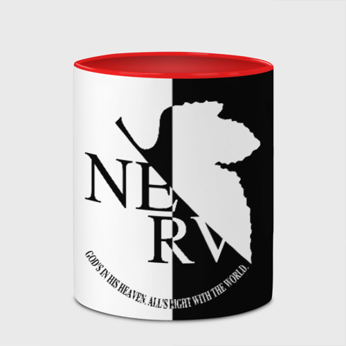 Кружка с полной запечаткой Nerv black and white, цвет белый + красный - фото 4