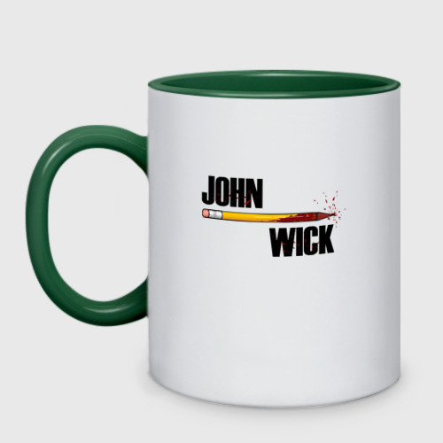 Кружка двухцветная John Wick, цвет белый + зеленый