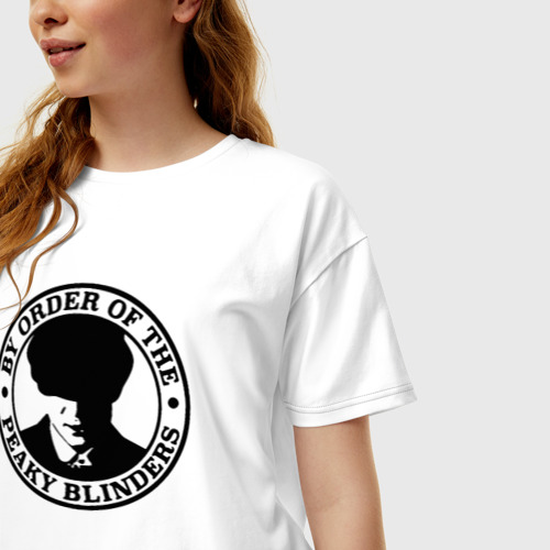 Женская футболка хлопок Oversize Острые козырьки, цвет белый - фото 3