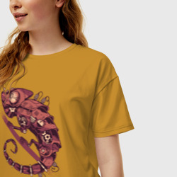 Женская футболка хлопок Oversize Хамелеон Стимпанк - фото 2