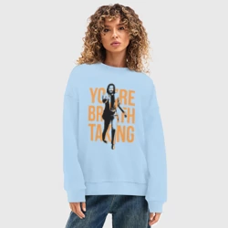 Женский свитшот oversize без начеса хлопок Киану Ривз - ты потрясающий - фото 2