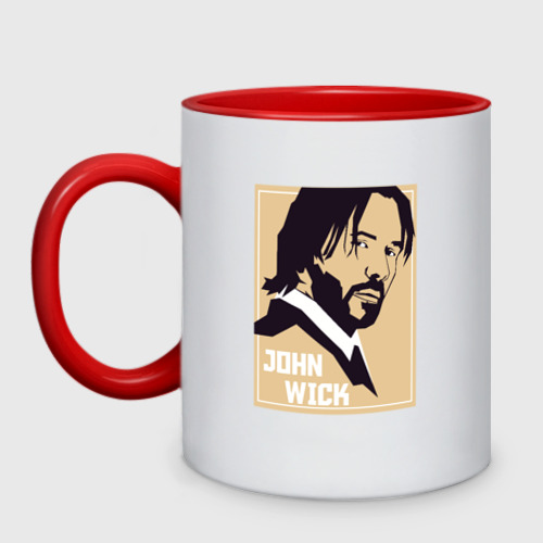 Кружка двухцветная John Wick, цвет белый + красный