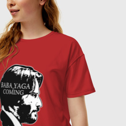 Женская футболка хлопок Oversize Baba Yaga is Coming - фото 2