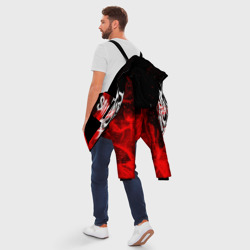 Куртка с принтом Slipknot для мужчины, вид на модели сзади №3. Цвет основы: черный