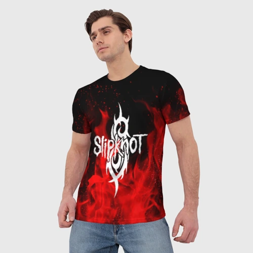 Мужская футболка 3D с принтом Slipknot, фото на моделе #1