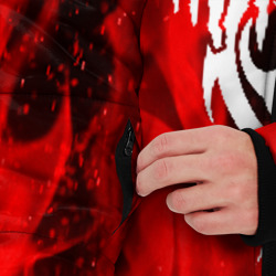 Куртка с принтом Slipknot для мужчины, вид на модели спереди №3. Цвет основы: черный